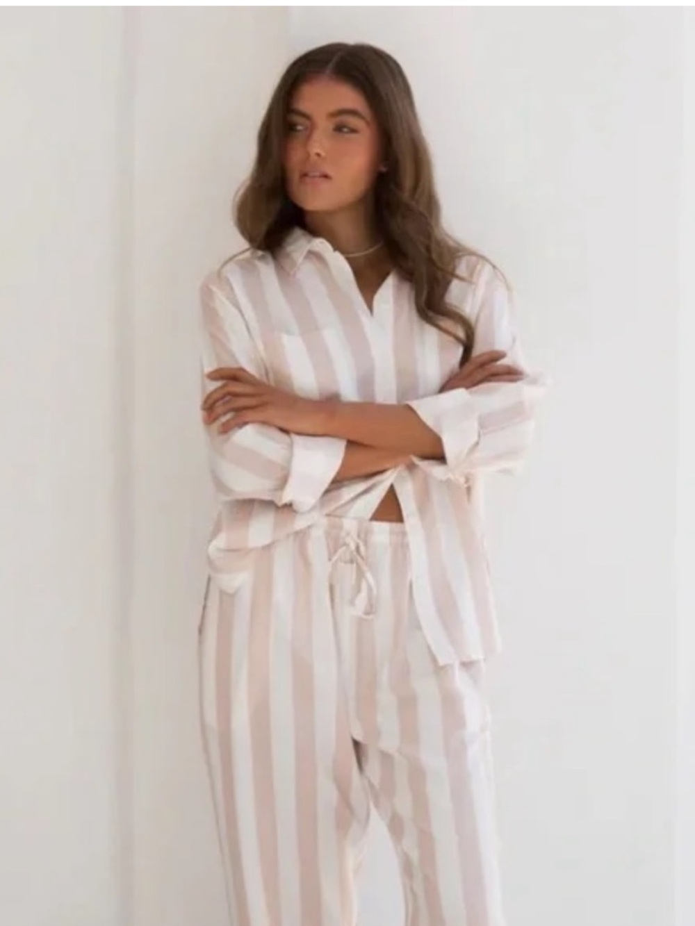 Piyama Marlon Striped Sleep Set Medium Pants & Button Up Top